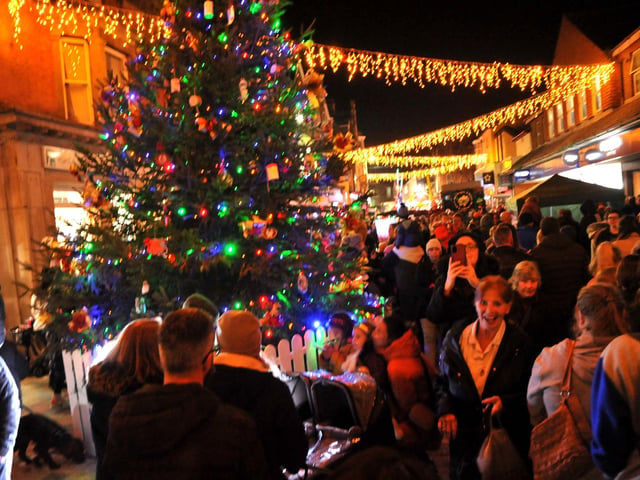 Christmas lights switch on in Littlehampton High Street. Pic S Robards SR2211211