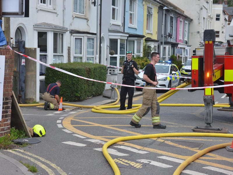 Fire at The Britannia Enterprise Centre in Waterworks Road, Hastings, on August 10 2023.