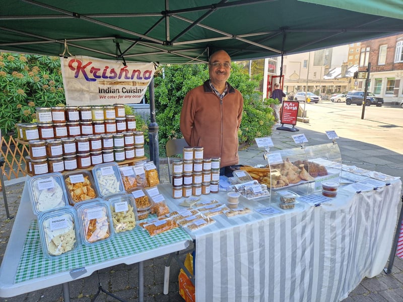 Ashok Patel from Krishna Indian Cuisine. His wife Kiran makes everything they sell from their kitchen in Ringmer, East Sussex