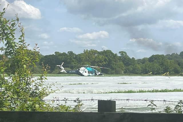 An air ambulance landed at the scene last month