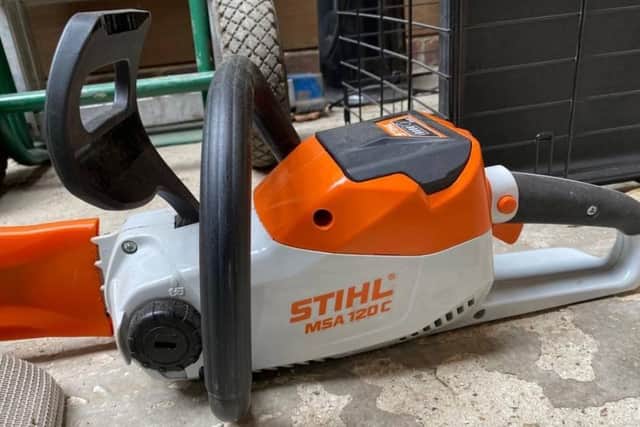 Police are investigating a burglary in which garden machinery worth thousands of pounds was stolen.