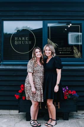 Lianne and Louise outside their salon Hare & Hush. 
