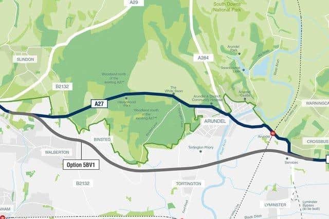 Grey route for new Arundel A27 bypass