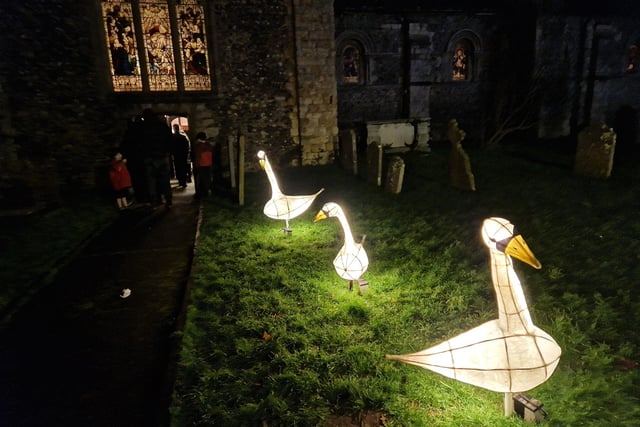 Lights display in the churchyard at St Mary de Haura Church