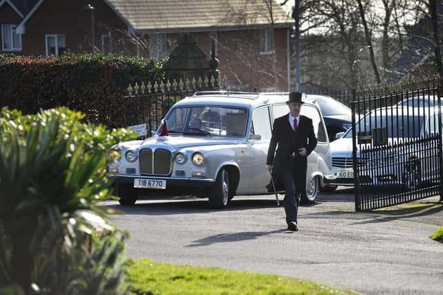 The funeral of Pat Fisher at Hastings Crematorium on February 1 2024.