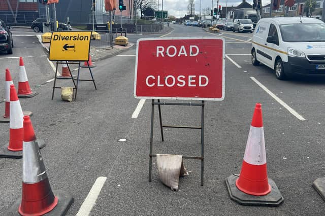 According to an eye-witness, power cables have fallen on the road and ‘everything going eastbound is being diverted through Sainsbury's'.