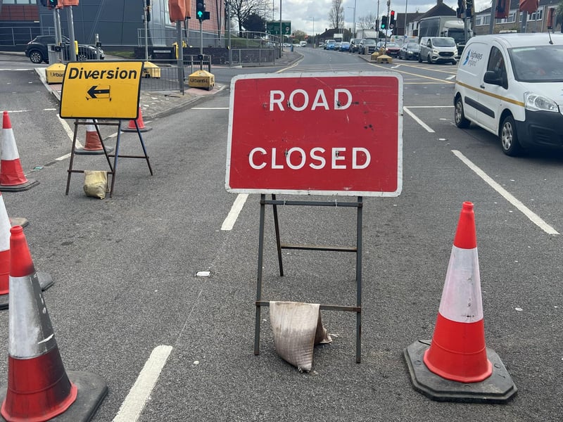 According to an eye-witness, power cables have fallen on the road and ‘everything going eastbound is being diverted through Sainsbury's'.
