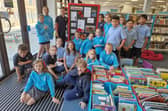 Homefield Primary School pupils with some of their work on show at Worthing Library
