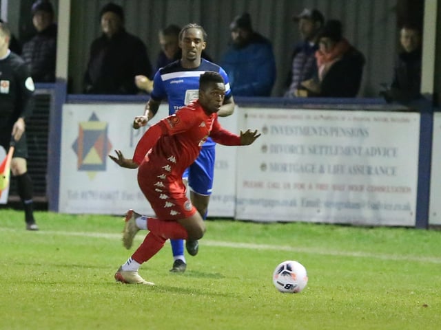 Action from Worthing FC's 1-1 draw at Chippenham in the National League South