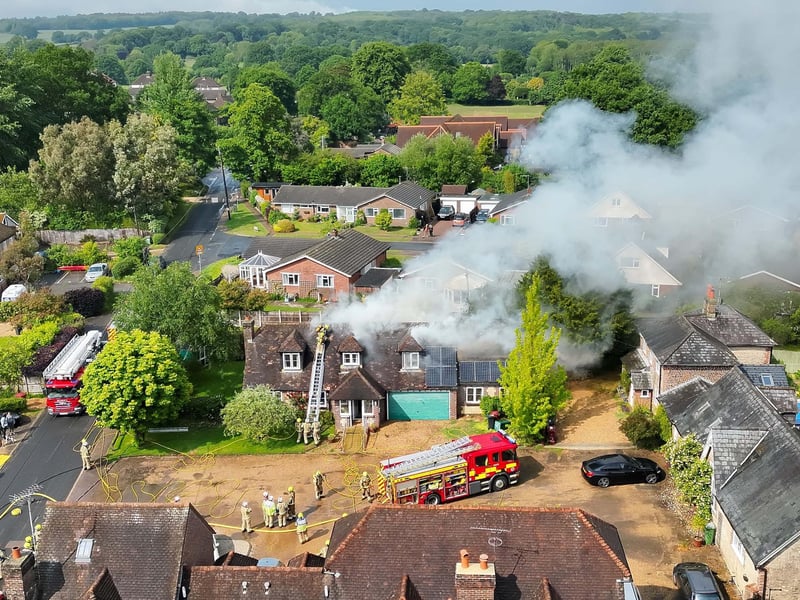 West Sussex Fire & Rescue Service were called to a house fire caused by a lightning strike in School Close, Fittleworth.