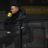 Jermaine Jenas commentates during the FA Cup third round match between Crawley Town and Leeds United at The Peoples Pension Stadium on January 10, 2021.