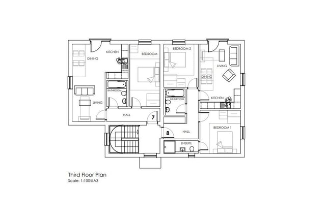 Third floor plan - illustrative use only