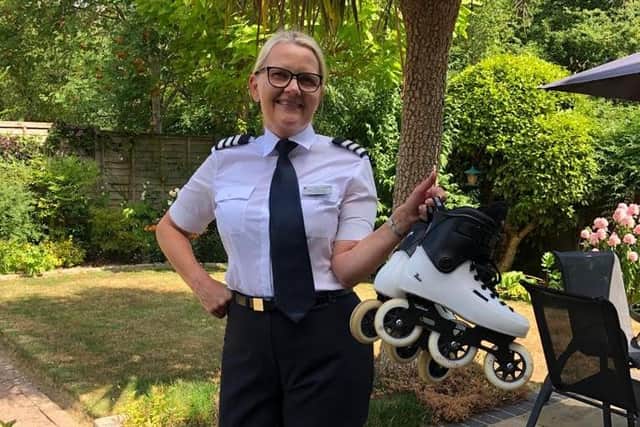 Sabine Hargreaves, from Horsham, is an airline pilot - and an international roller skating instructor