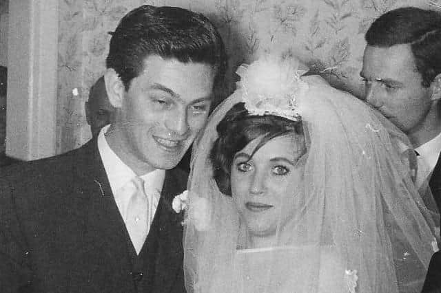 Gloria and Jon on their wedding day