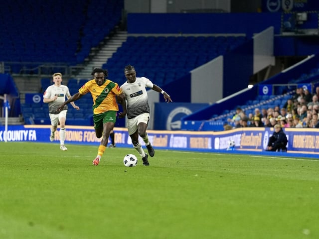 Littlehampton Town and their fans at the Sussex Transport Senior Cup final at the Amex Stadium