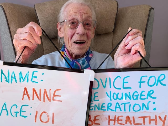 The oldest to have a say, 101-year-old Anne, says 'be healthy'