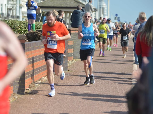 Images from the finish area at the 2026 Hastings Half Marathon
