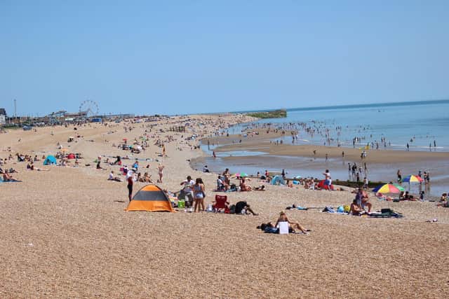 Hastings beach last summer when we enjoyed better weather. pic by Kevin Boorman