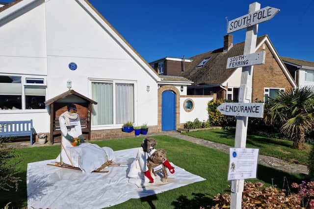 The Ferring Scarecrow Festival display in St Aubins Road honouring Leonard Hussey