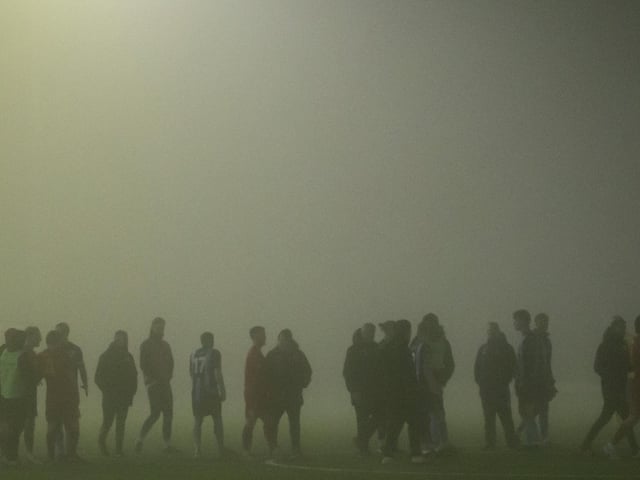 Action from a fog-hit Newhaven v Crowborough clash at Fort Road