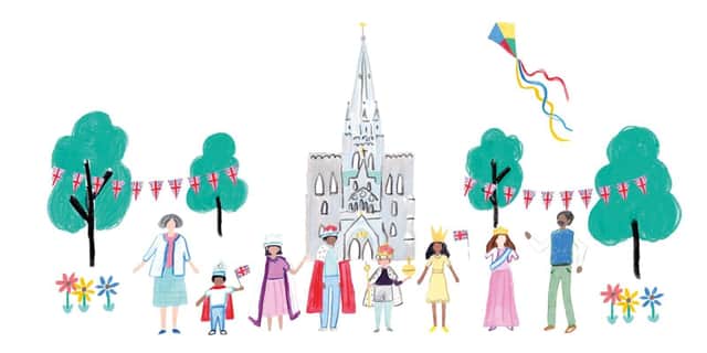 An illustration of Coronation festivities at Chichester Cathedral (Chloe Robertson)
