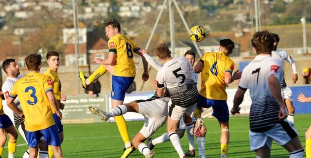Action, celebration and crowd pictures from Lancing v Littlehampton Town at Culver Road
