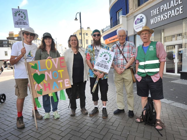 Hastings Stand Up To Racism's National Day Of Protest on August 10 2024 in Robertson Street.