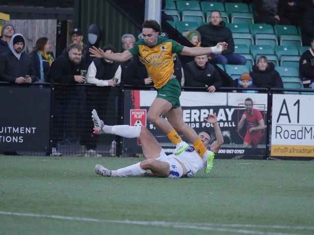 FA Trophy action between Horsham and AFC Totton