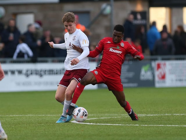 Action from Worthing FC's 3-1 home defeat to Chelmsford in the National League South at Woodside Road