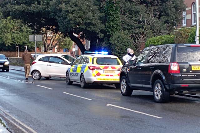 Photos, taken in Tennyson Road, Worthing, showed officers at the scene of a incident.