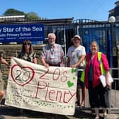 Green Party Members campaigning outside a local primary school