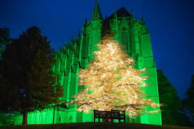 Lancing College's chapel was lit up green in support of the NSPCC