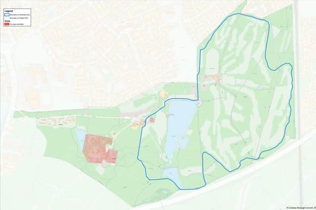 The updated PSPO showing where dogs can't be let off the lead at Tilgate Park