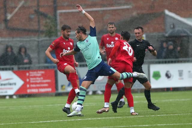 Worthing do battle with Tonbridge Angels - and awful weather conditions | Picture: Mike Gunn