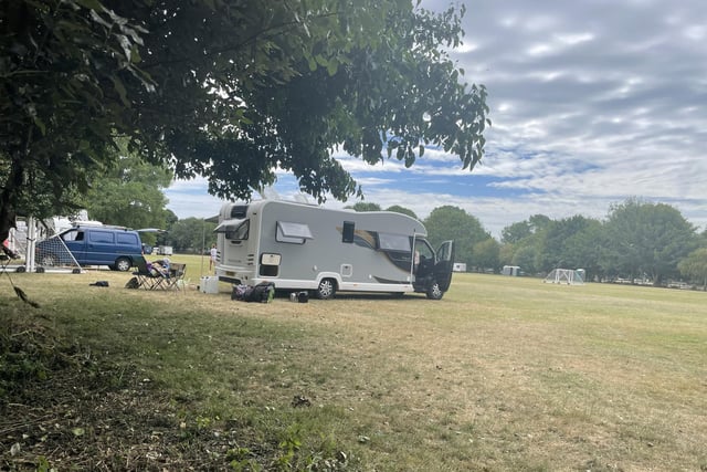 Travellers have set up camp in The Prebendal School field.