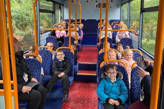 Oakwood Primary School pupils on board a Stagecoach bus on June 7 in Eastbourne. Picture: Stagecoach South East