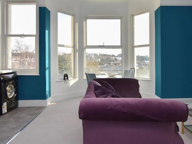 The living area showing the views across Hastings