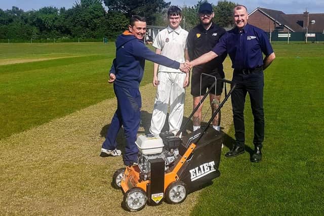 From left, Paul Walker coach, Edward Barrellie 3rd XI player, Ryan Bennett coach and Andy Barrellie from UK Power Networks Services.
