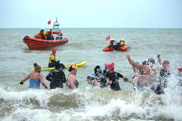 Littlehampton RNLI fundraisers organised a December Dip from Littlehampton East Beach