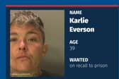 Sussex Police said Karlie Everson, 39, is wanted on recall to prison. Photo: Sussex Police