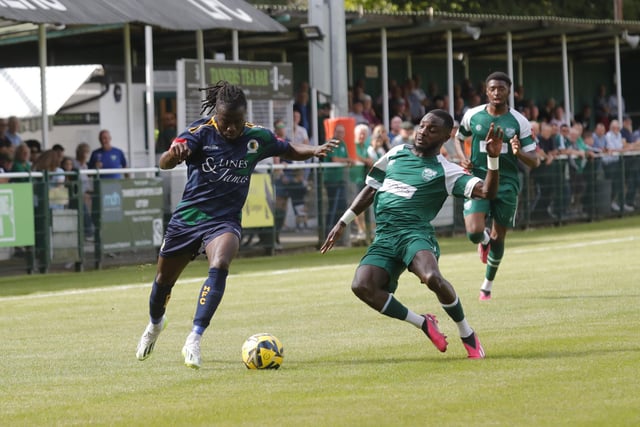 FA Cup first qualifying round action between Leatherhead and Horsham FC