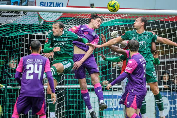 Eastbourne Borough battle to victory in rotten conditions at Leatherhead | Picture by Nick Redman