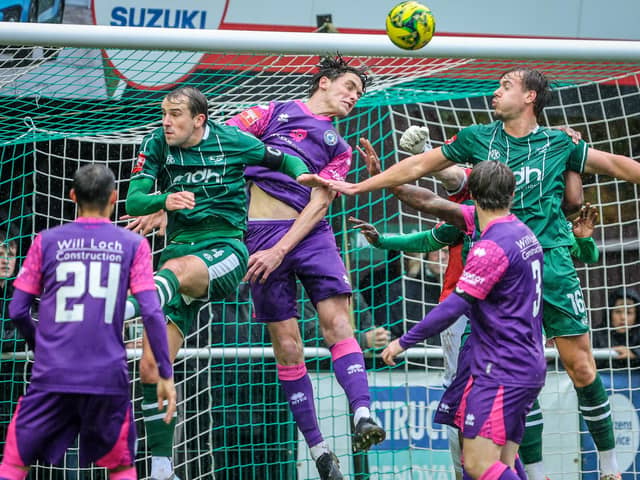 Eastbourne Borough battle to victory in rotten conditions at Leatherhead | Picture by Nick Redman