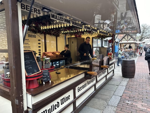 Mulled wine and German sausages are Christmas market classics.