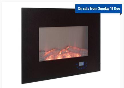 Silvercrest wall hung electric fire - on sale from December 11 - priced £99.99