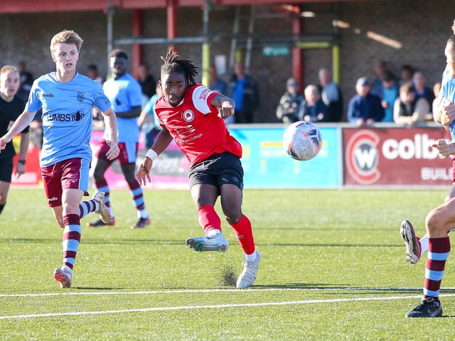 Action from Eastbourne Borough v Weymouth in the National League South:Eastbourne Borough v Weymouth