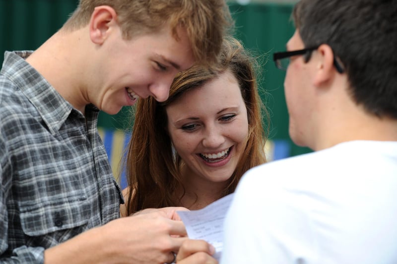 A-level students at St Pauls College, Burgess Hill, receive their results