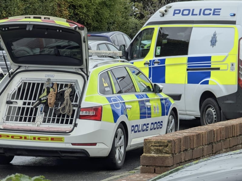 Photos taken in St Floras Road show multiple police cars, including the police dog unit. They were joined by paramedics, with an air ambulance landing nearby.