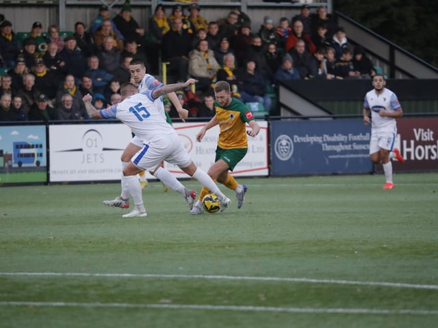 FA Trophy action between Horsham and AFC Totton