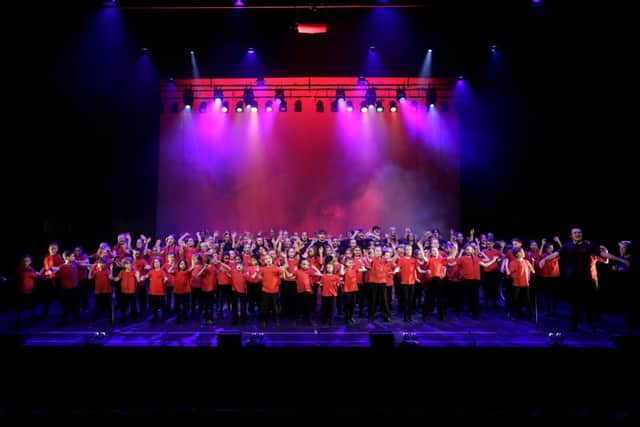 Ariel Uckfield and Horsham students on stage in their annual Showcase